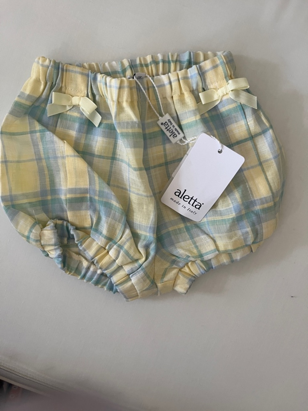 Aletta Yellow & Blue Plaid Baby Bloomers